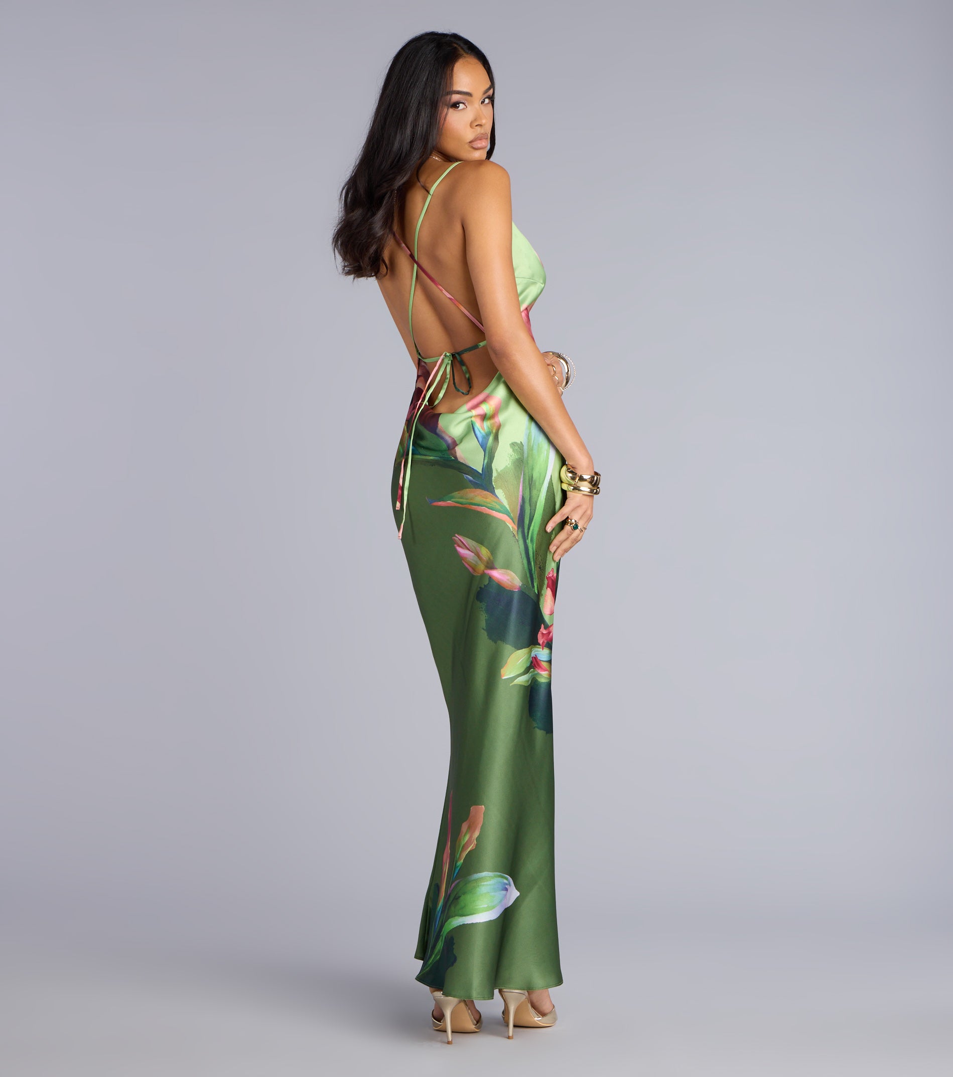 Sunset Muse Floral Satin Maxi Dress - Image 6