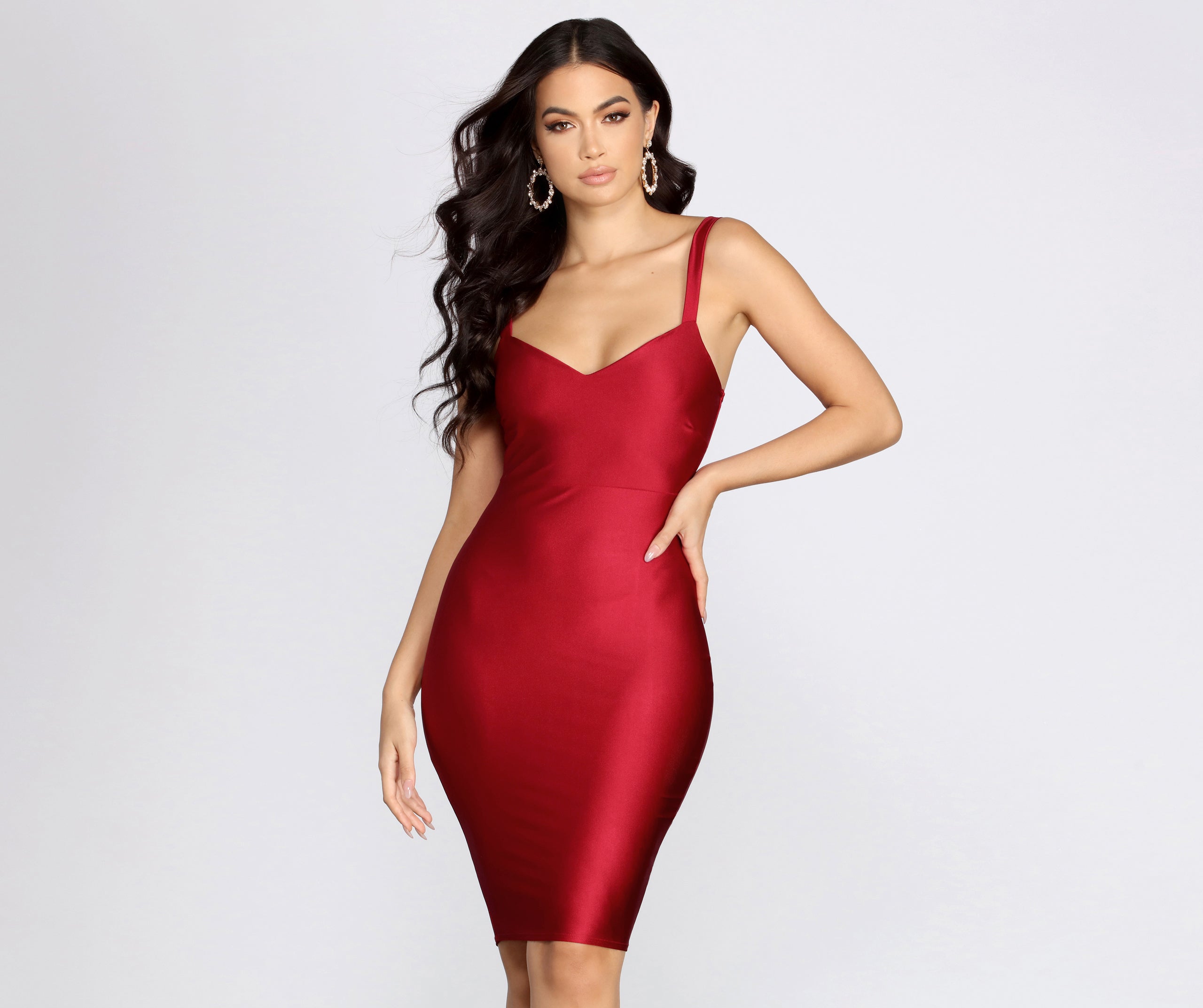 Sleek Chic Satin Midi Dress - Image 5
