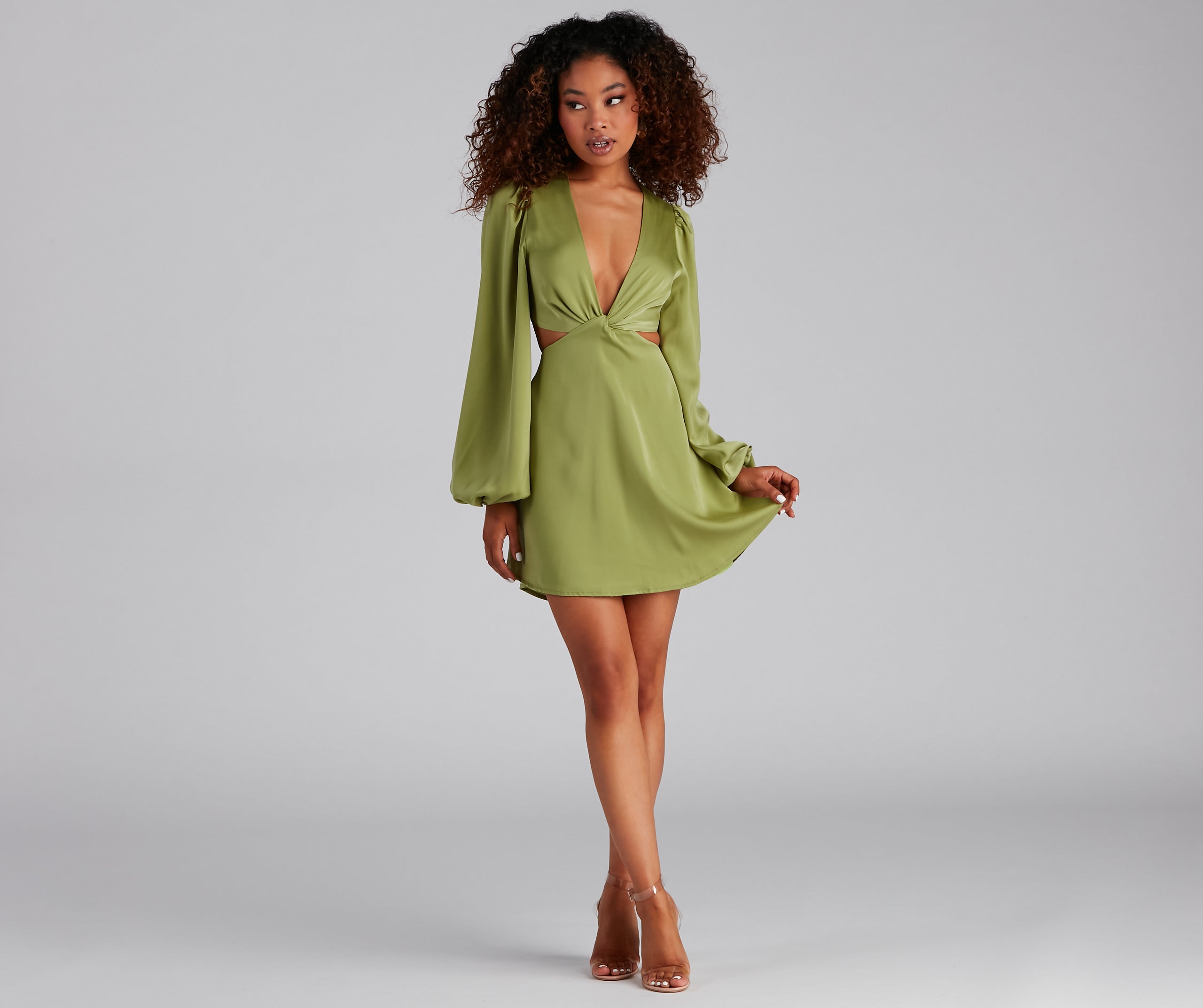 So Luxe Satin A-Line Cutout Mini Dress - Image 3