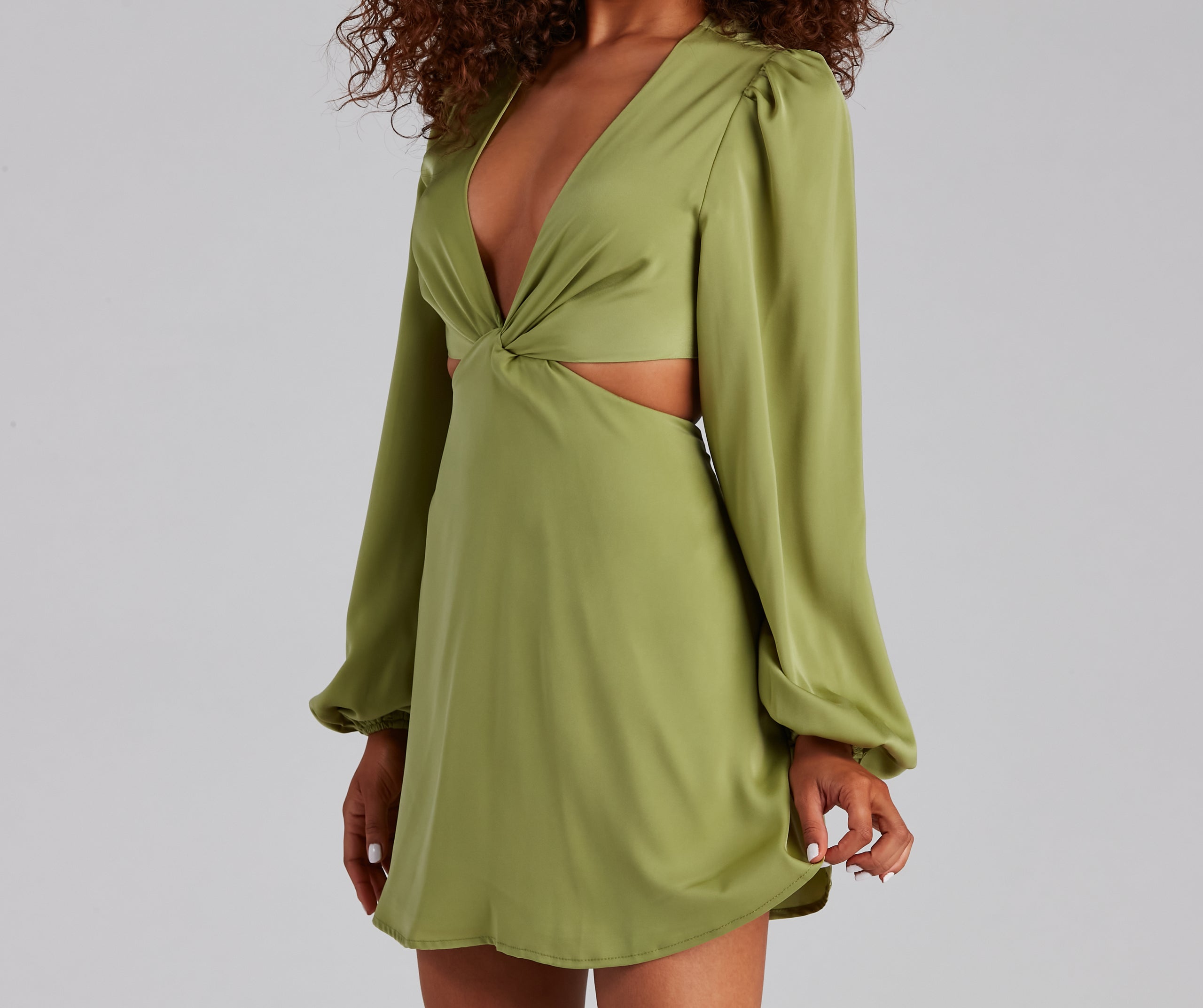 So Luxe Satin A-Line Cutout Mini Dress - Image 4