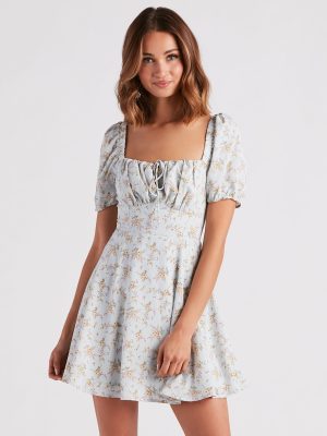 Budding Romance Floral Chiffon Skater Dress