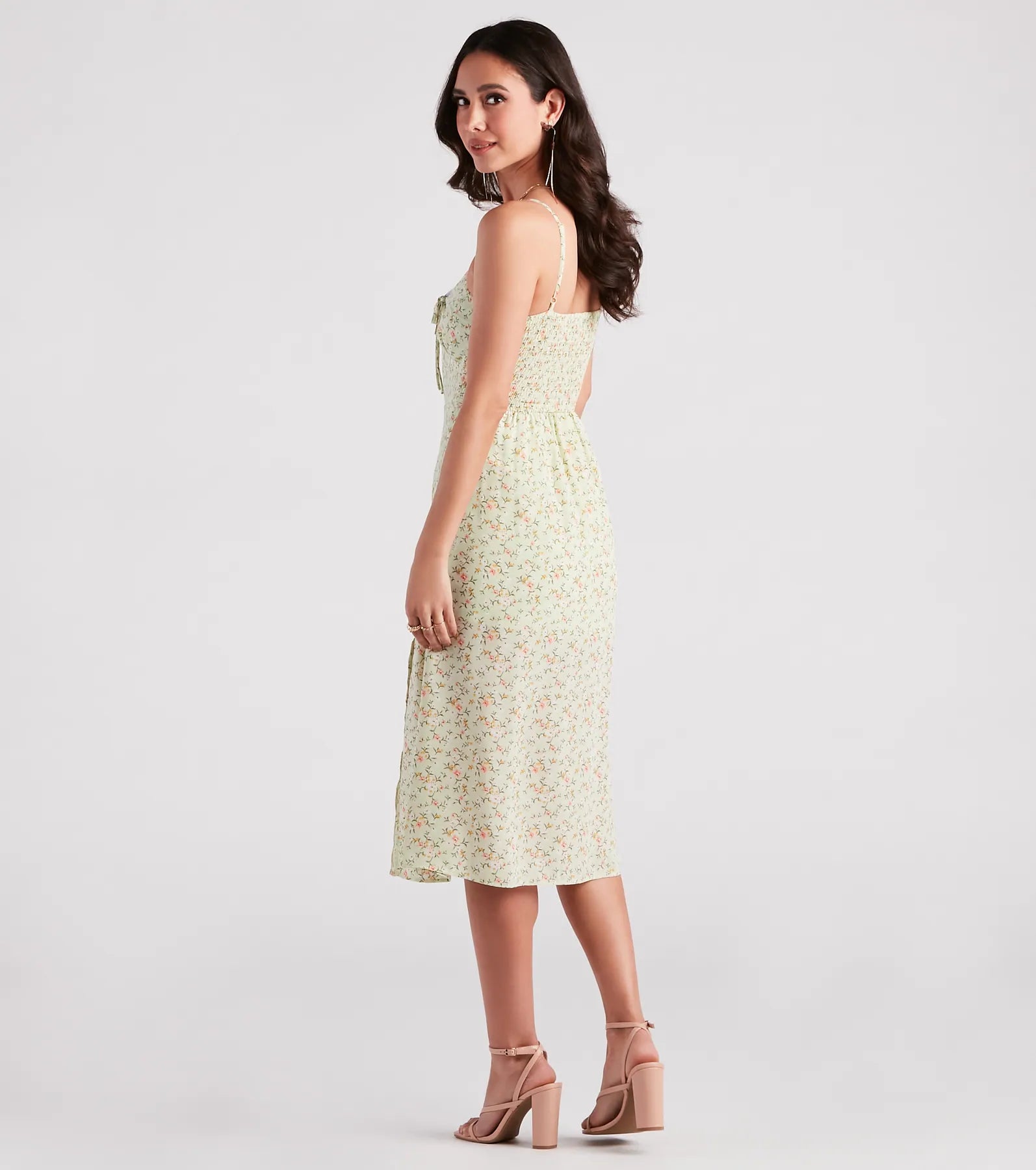 Strolling The Garden Floral Chiffon Midi Dress - Image 2