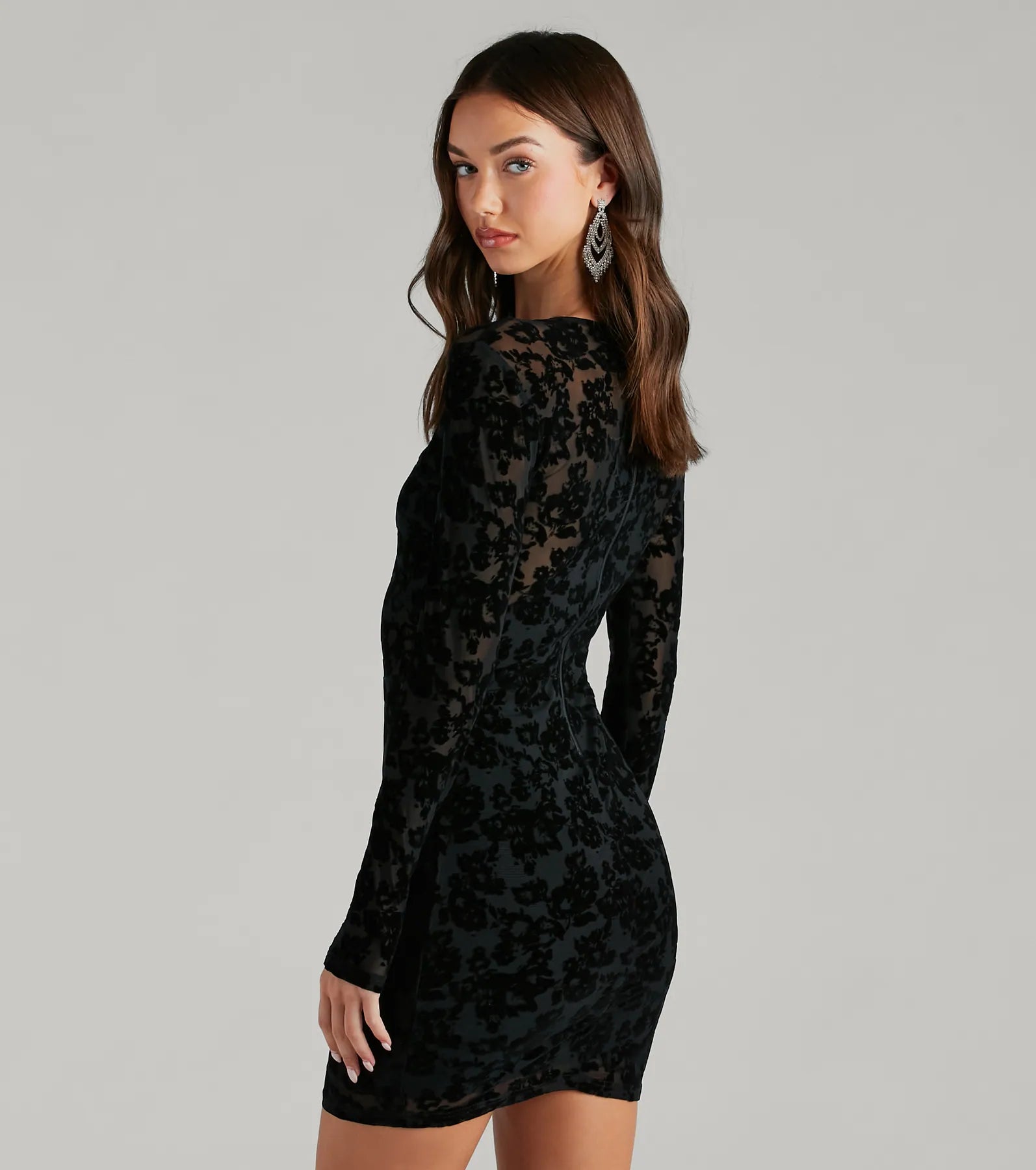 Late Night Vibes Velvet Flocked Mini Dress - Image 2