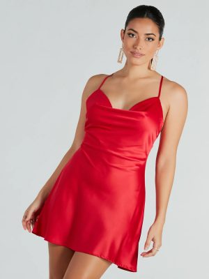 Alluring Romance Satin A-Line Mini Dress