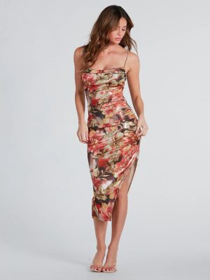 Best For Last Floral Metallic Midi Dress