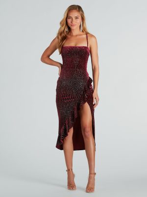 Time For Glitz Glitter Velvet Midi Dress