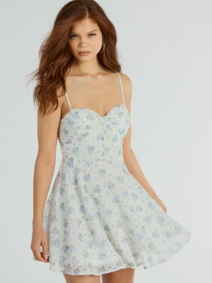 Breezy Chic Floral Embroidered Chiffon Skater Dress