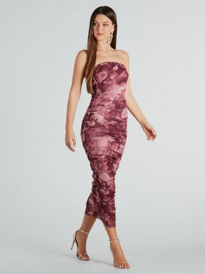 Irresistible Blooms Floral Strapless Maxi Dress