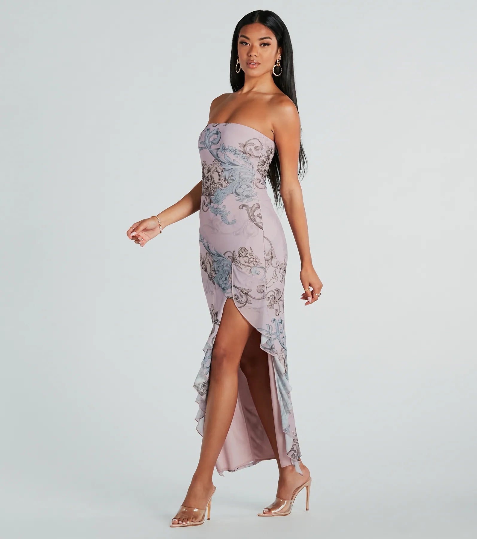 Effortlessly Ethereal Floral Mesh Maxi Dress - Image 3
