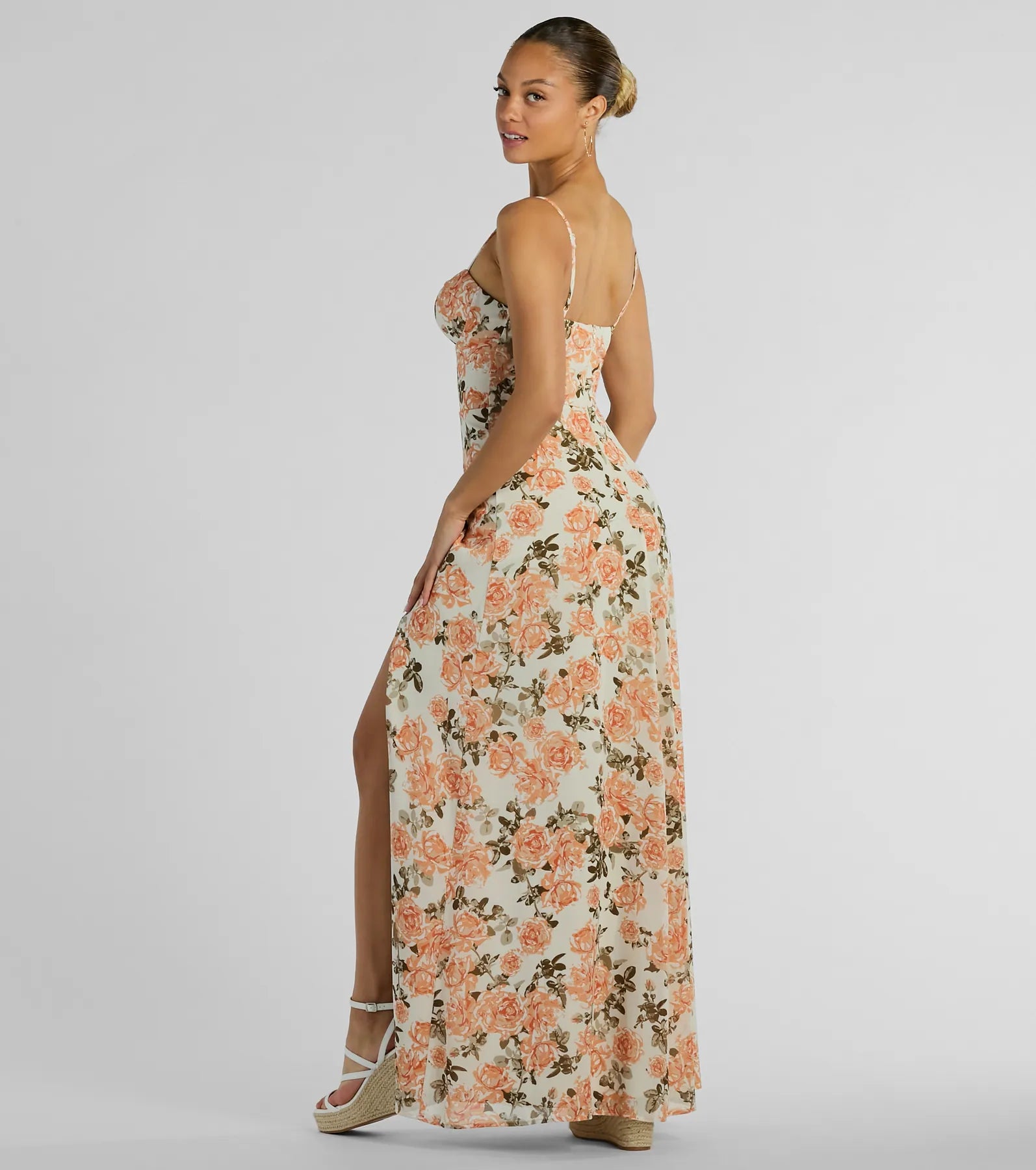 Gorgeous Arrival Rose Floral Chiffon Maxi Dress - Image 2