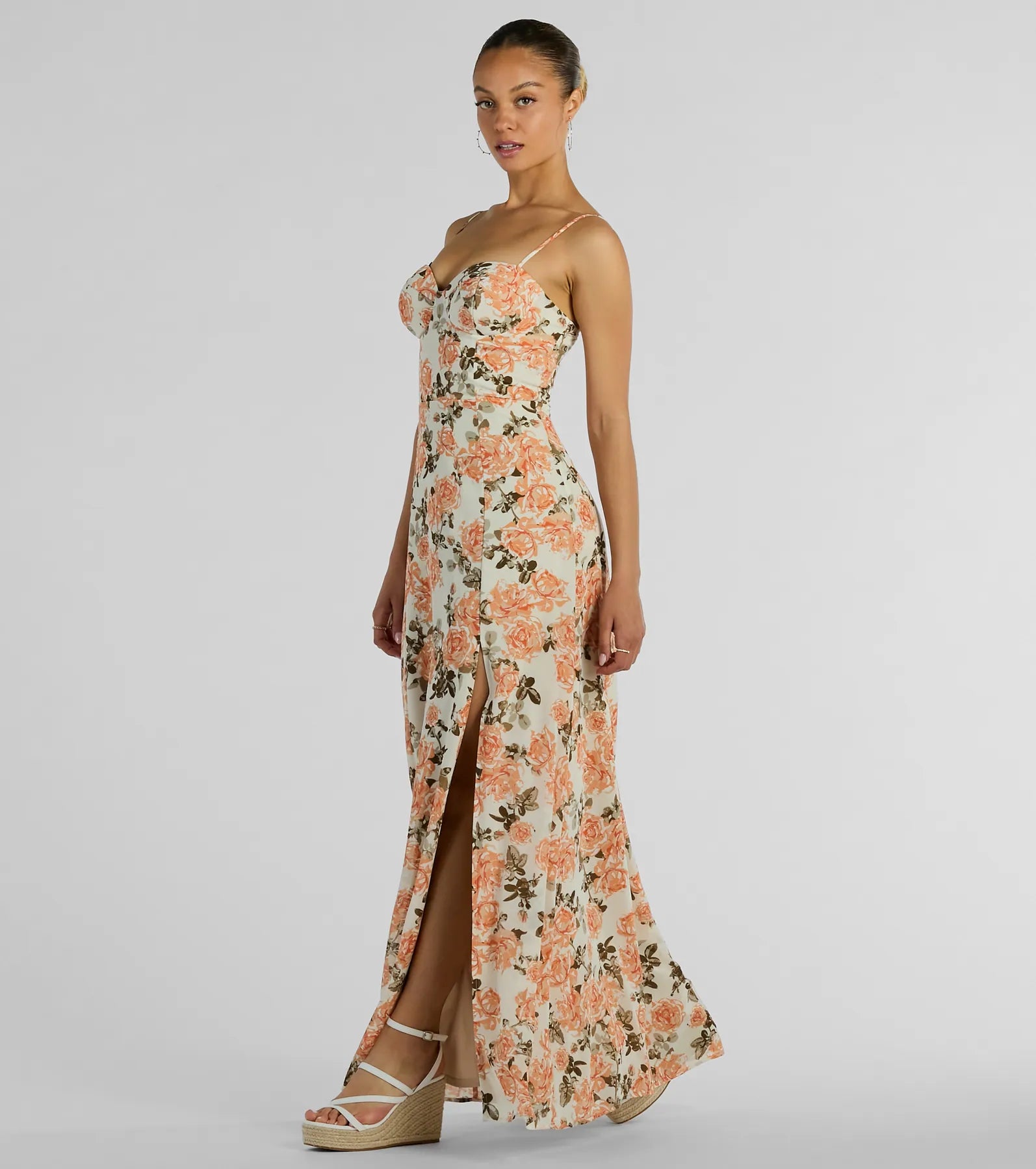 Gorgeous Arrival Rose Floral Chiffon Maxi Dress - Image 4
