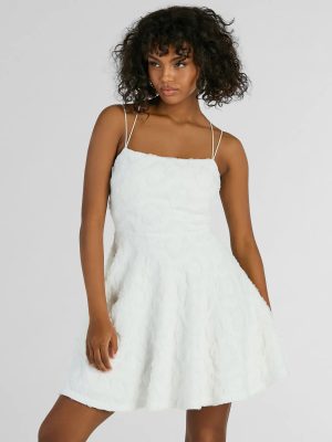 Whimsical Beauty Strappy Back Textured Knit Skater Dress