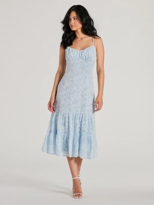 Heavenly Cute Scoop Neck Chiffon Ruffled Midi Dress