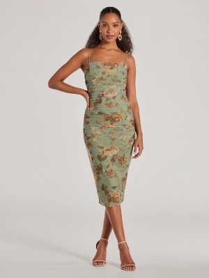 Romance Will Blossom Corset Floral Mesh Midi Dress