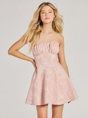 Adorable Classic Strapless Corset Floral Skater Dress