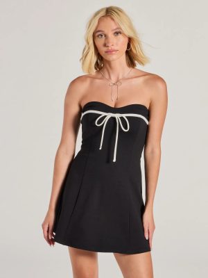 Unforgettable Cutie Bow A-Line Ponte Mini Dress
