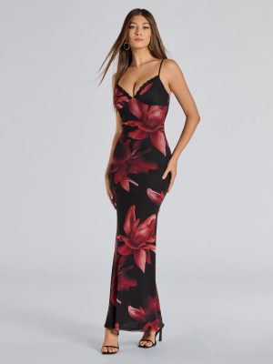 Blooming Beauty Floral Print Mesh Maxi Dress