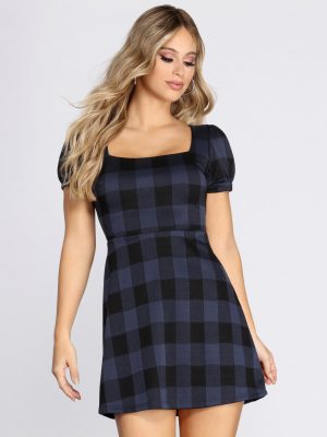 Check It Plaid Mini Dress