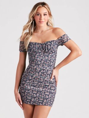 Casually Cute Floral Off-The-Shoulder Dress