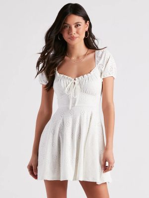 Sweet As Me Eyelet Lace Skater Dress
