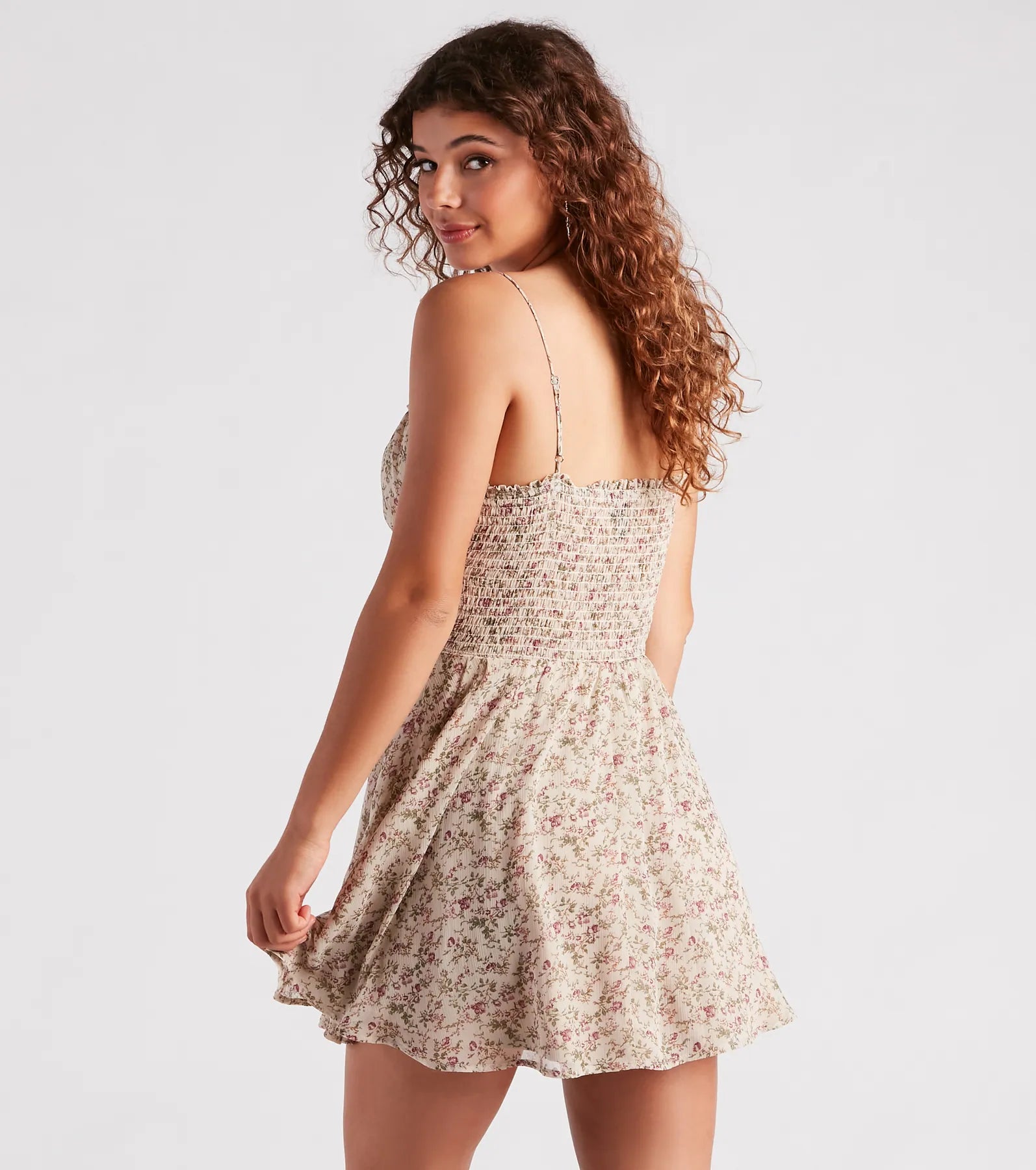 Romantic Roots Floral Chiffon Short Dress - Image 2