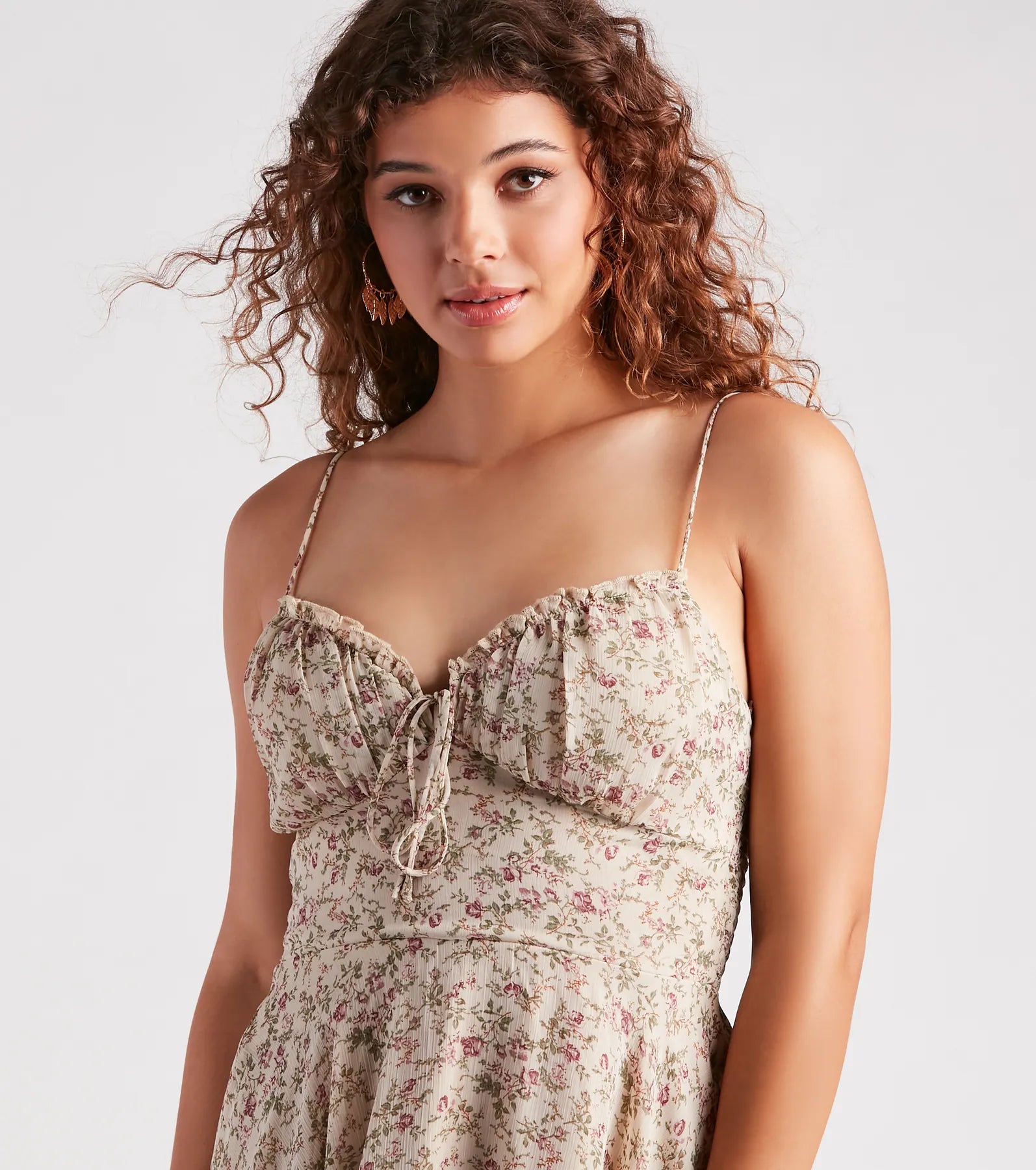 Romantic Roots Floral Chiffon Short Dress - Image 4