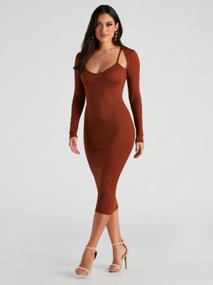 Effortless Everyday Ribbed Knit Midi Dress