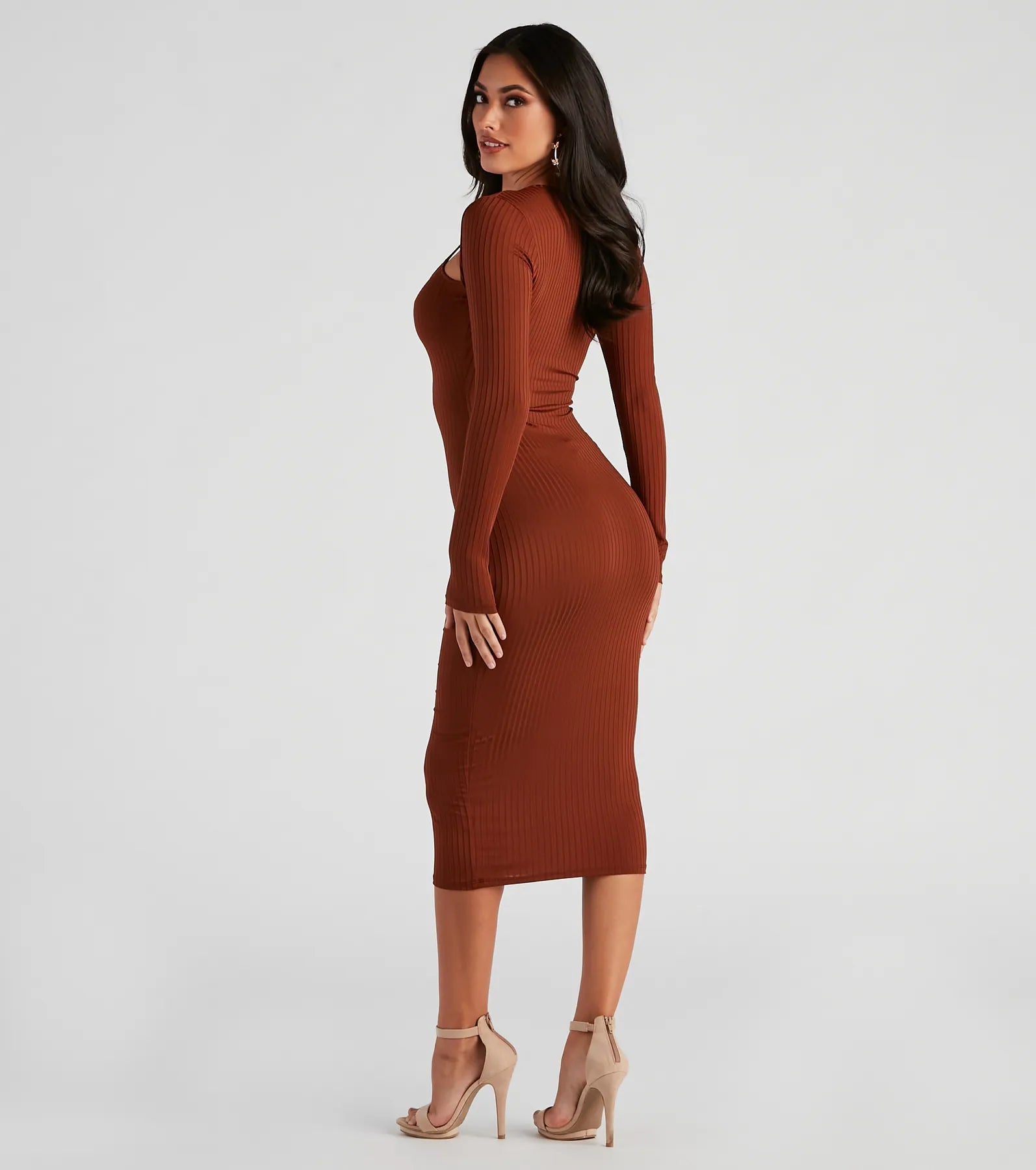 Effortless Everyday Ribbed Knit Midi Dress - Image 2