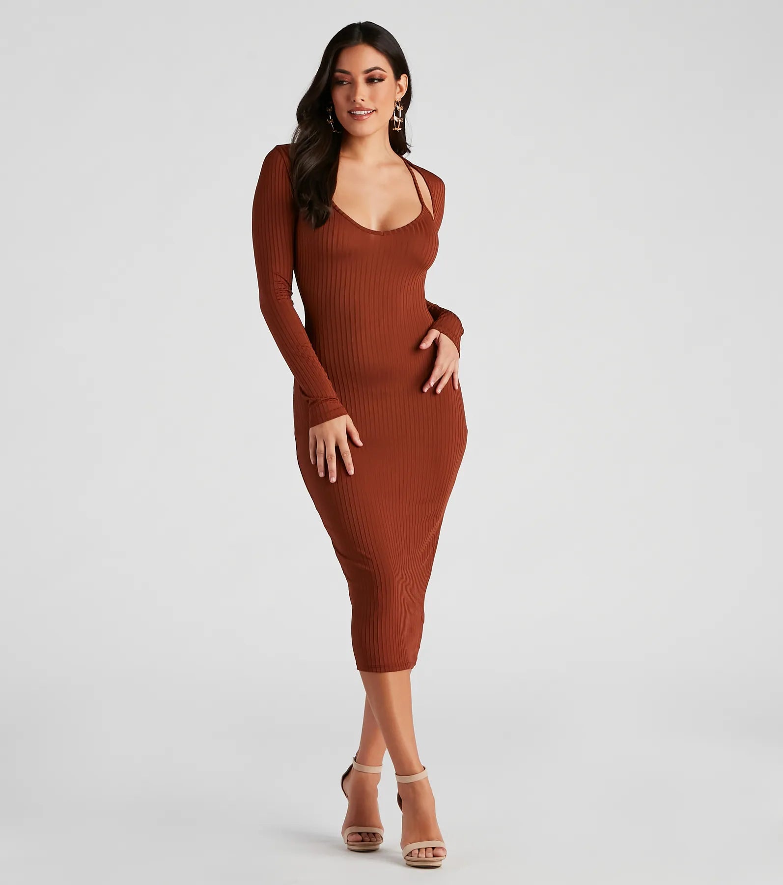 Effortless Everyday Ribbed Knit Midi Dress - Image 3