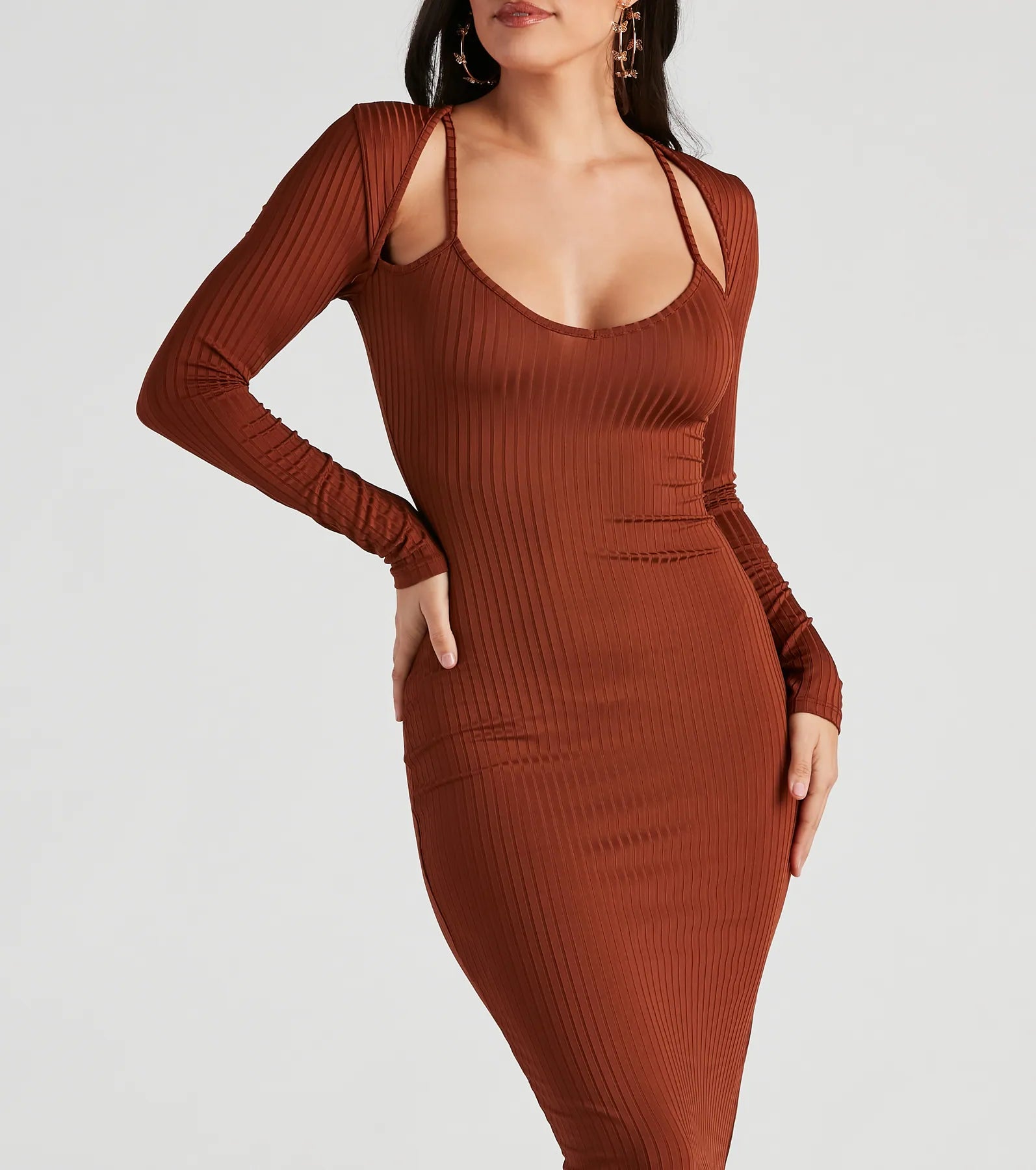 Effortless Everyday Ribbed Knit Midi Dress - Image 4