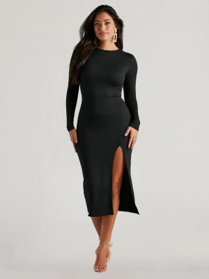 Standout Staple Crew Neck Cutout Midi Dress