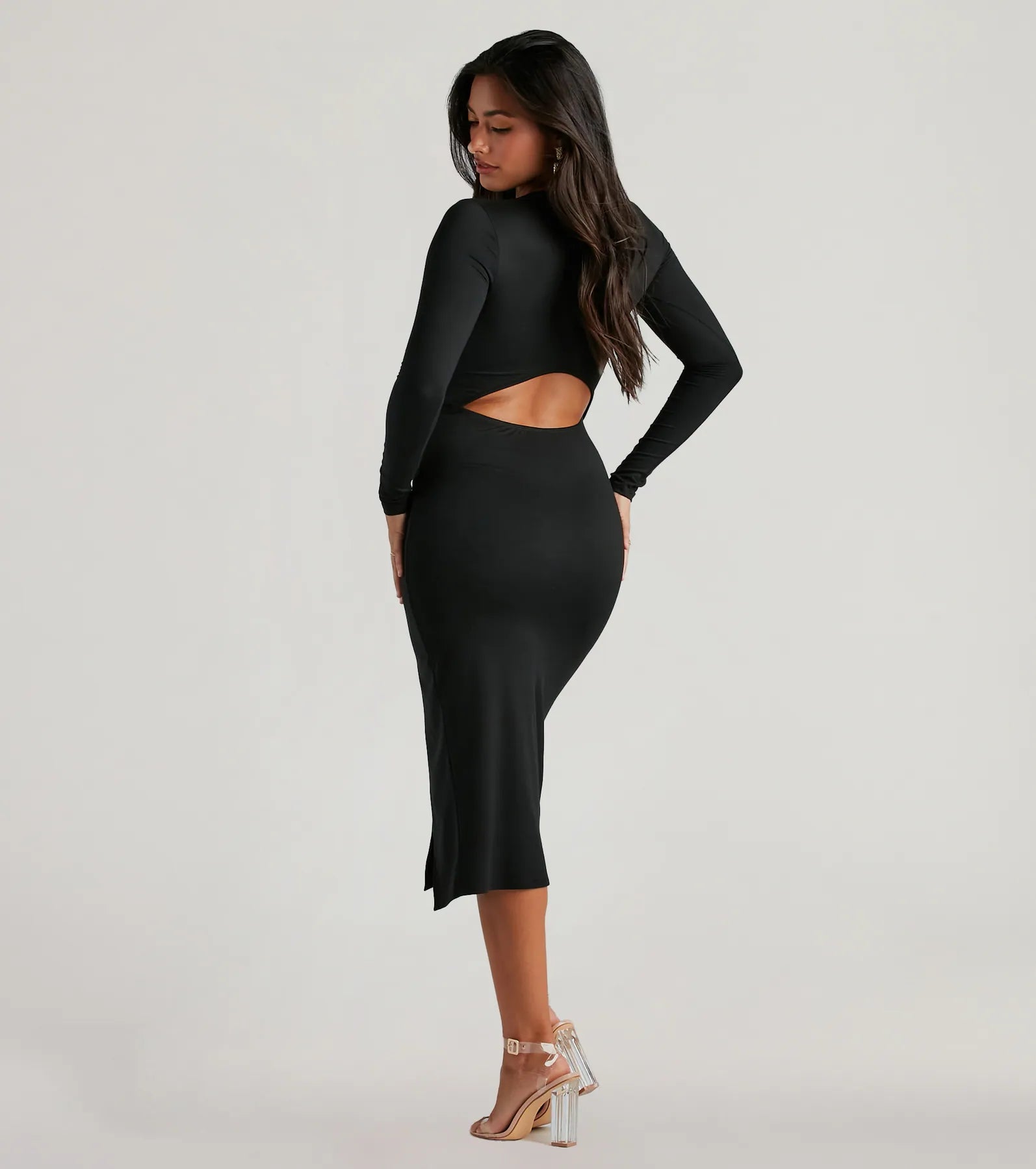 Standout Staple Crew Neck Cutout Midi Dress - Image 2