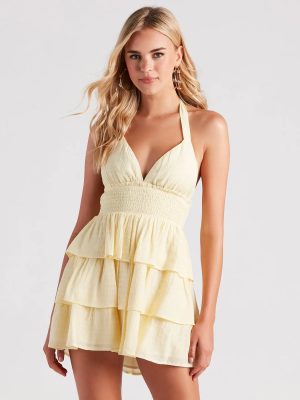 Sunset Happy Hour Ruffled Skater Dress