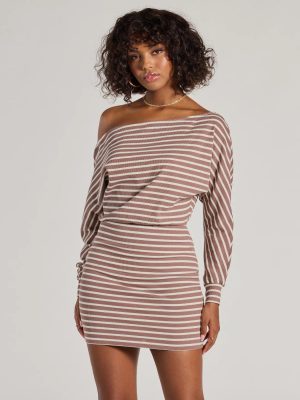 Stripes In Style Off The Shoulder Mini Dress