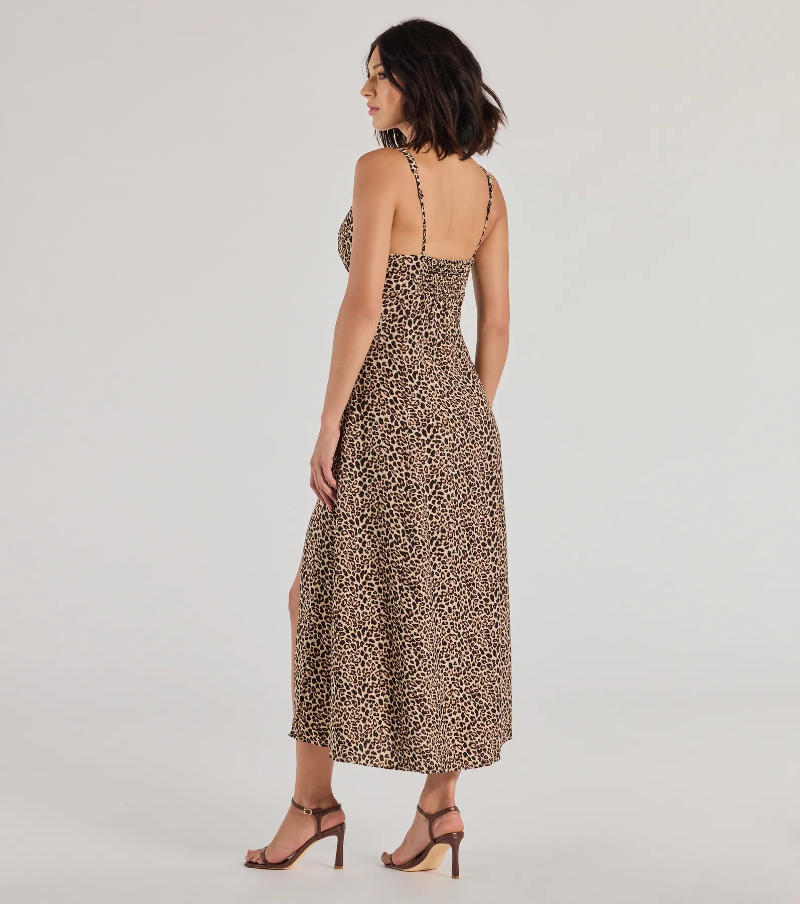 Elevated Leopard Print Woven A-Line Midi Dress - Image 2