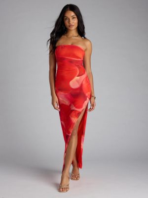 Dance To My Rhythm Abstract Tube Maxi Dress