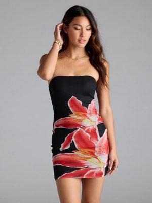 Sun Kissed Strapless Floral Bodycon Mini Dress