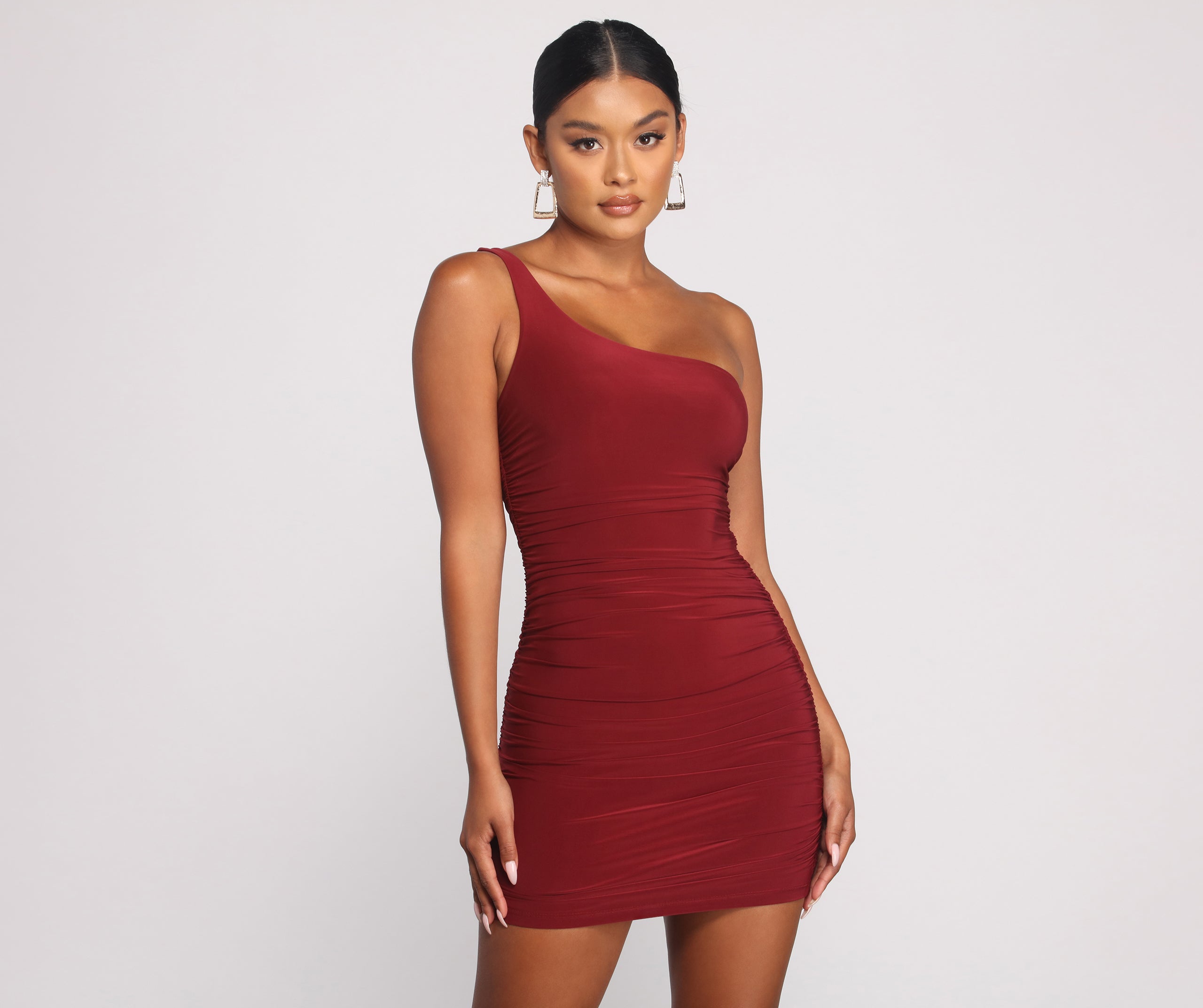 Such A Stunner One Shoulder Ruched Mini Dress - Image 8