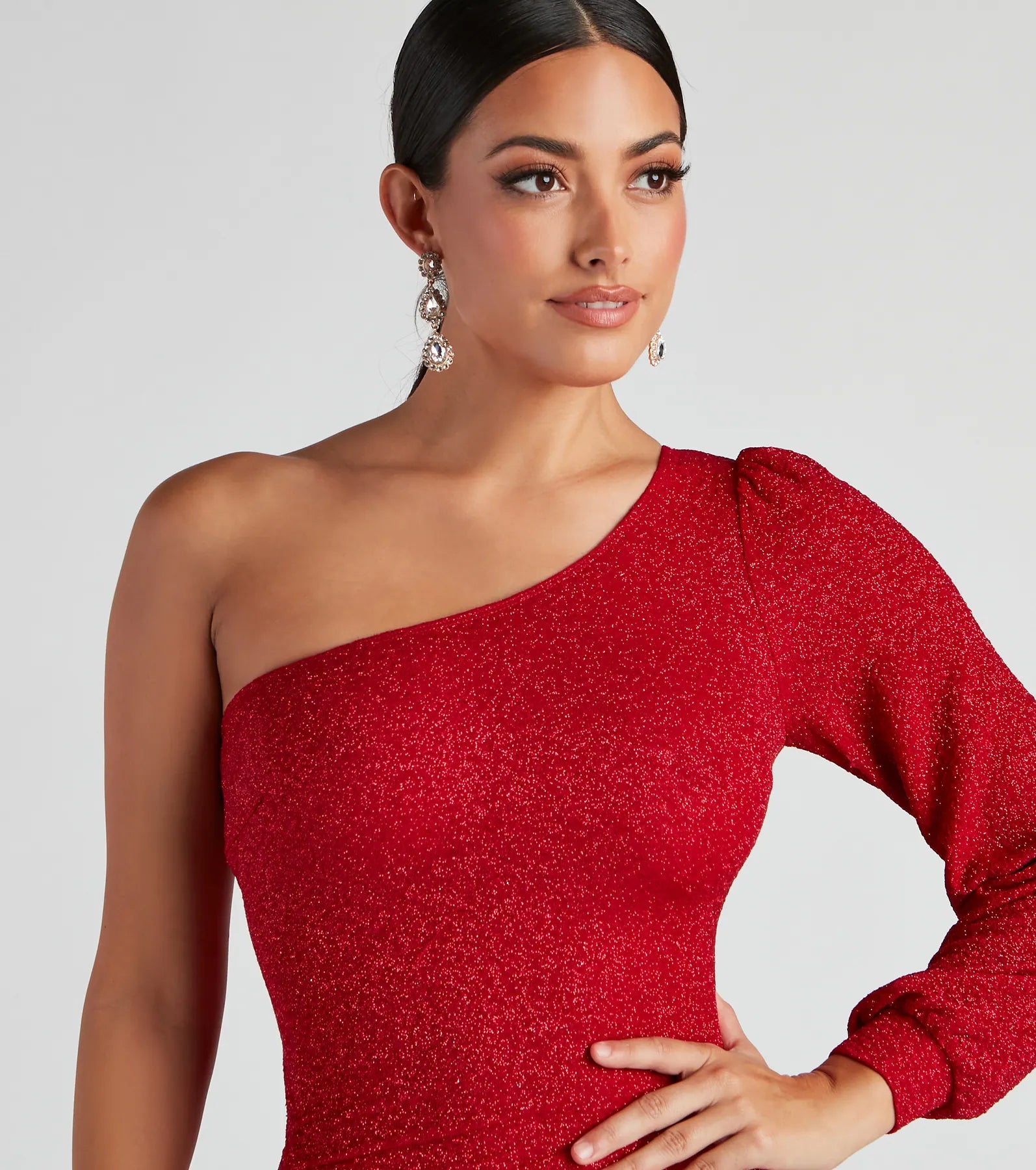 Evening Of Sparkle Balloon Sleeve Ruche Mini Dress - Image 8