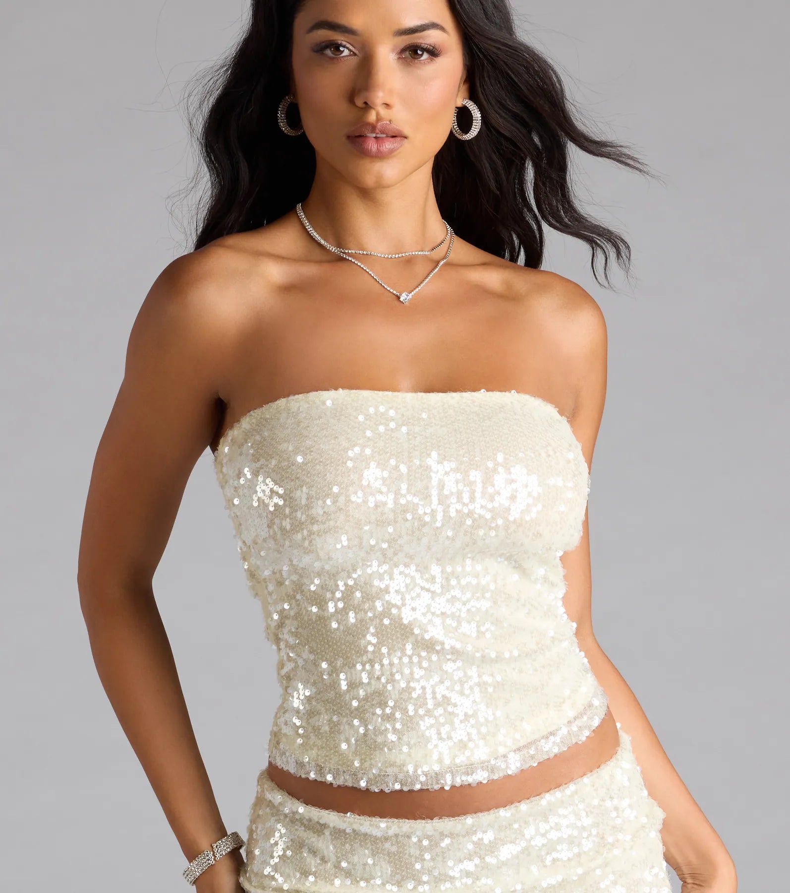 High Shine Sequin Tube Top - Image 4