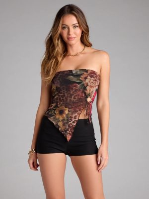Wild Vibe Leopard Floral Print Tube Top