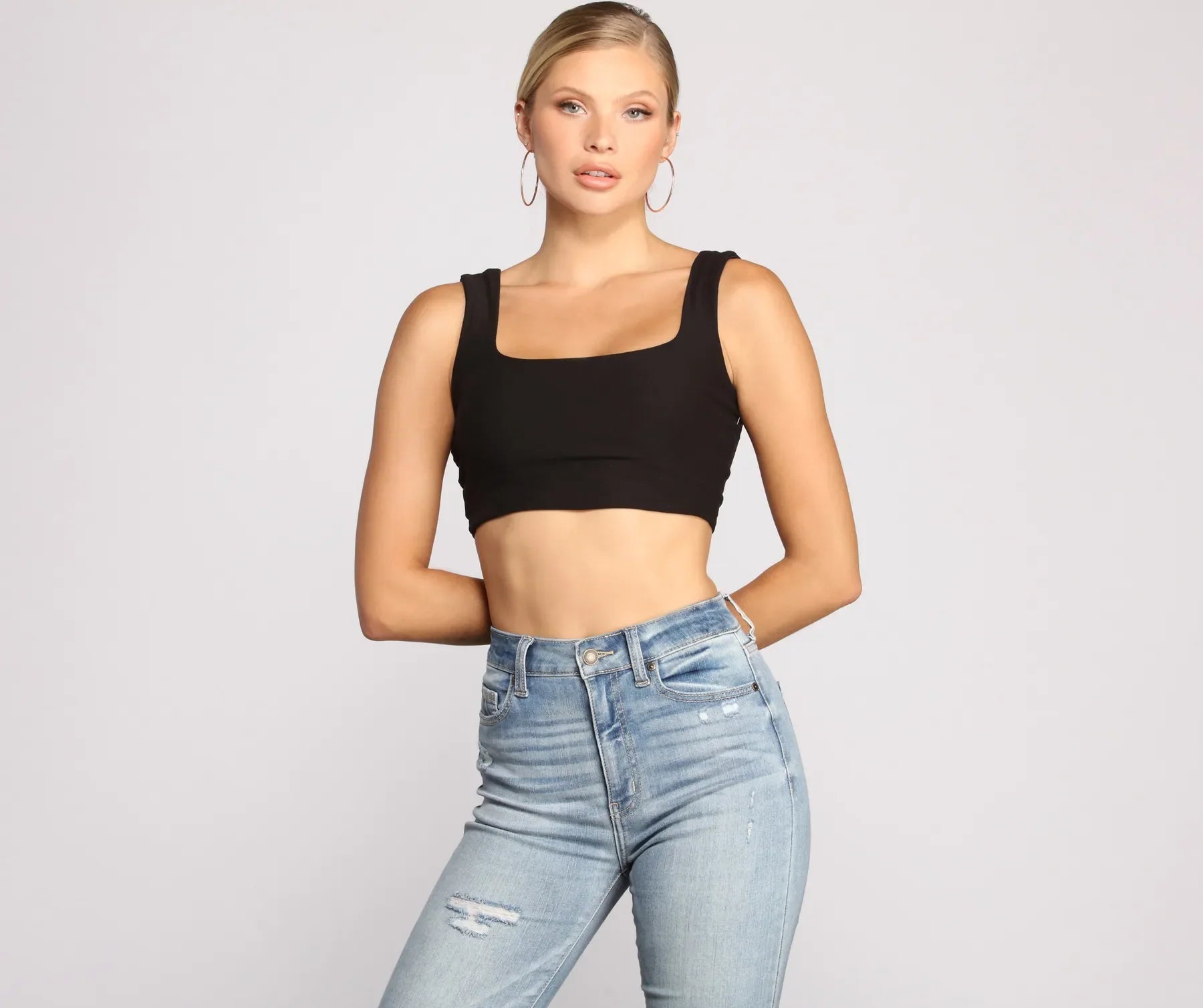 Classic Chic Wide Strap Crop Top - Image 9
