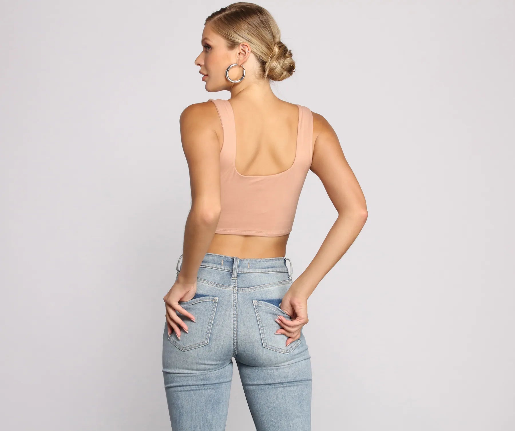 Classic Chic Wide Strap Crop Top - Image 2