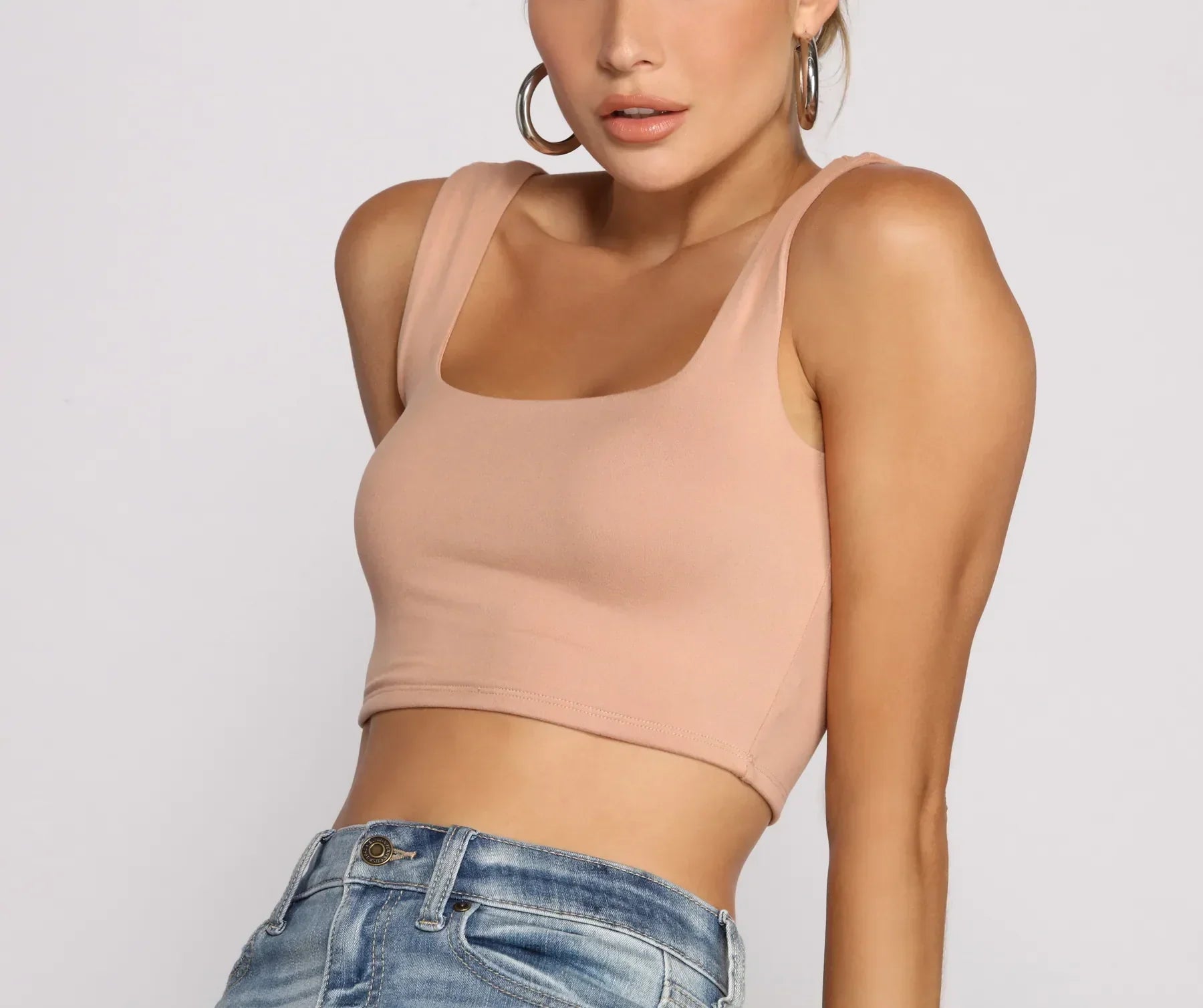Classic Chic Wide Strap Crop Top - Image 3