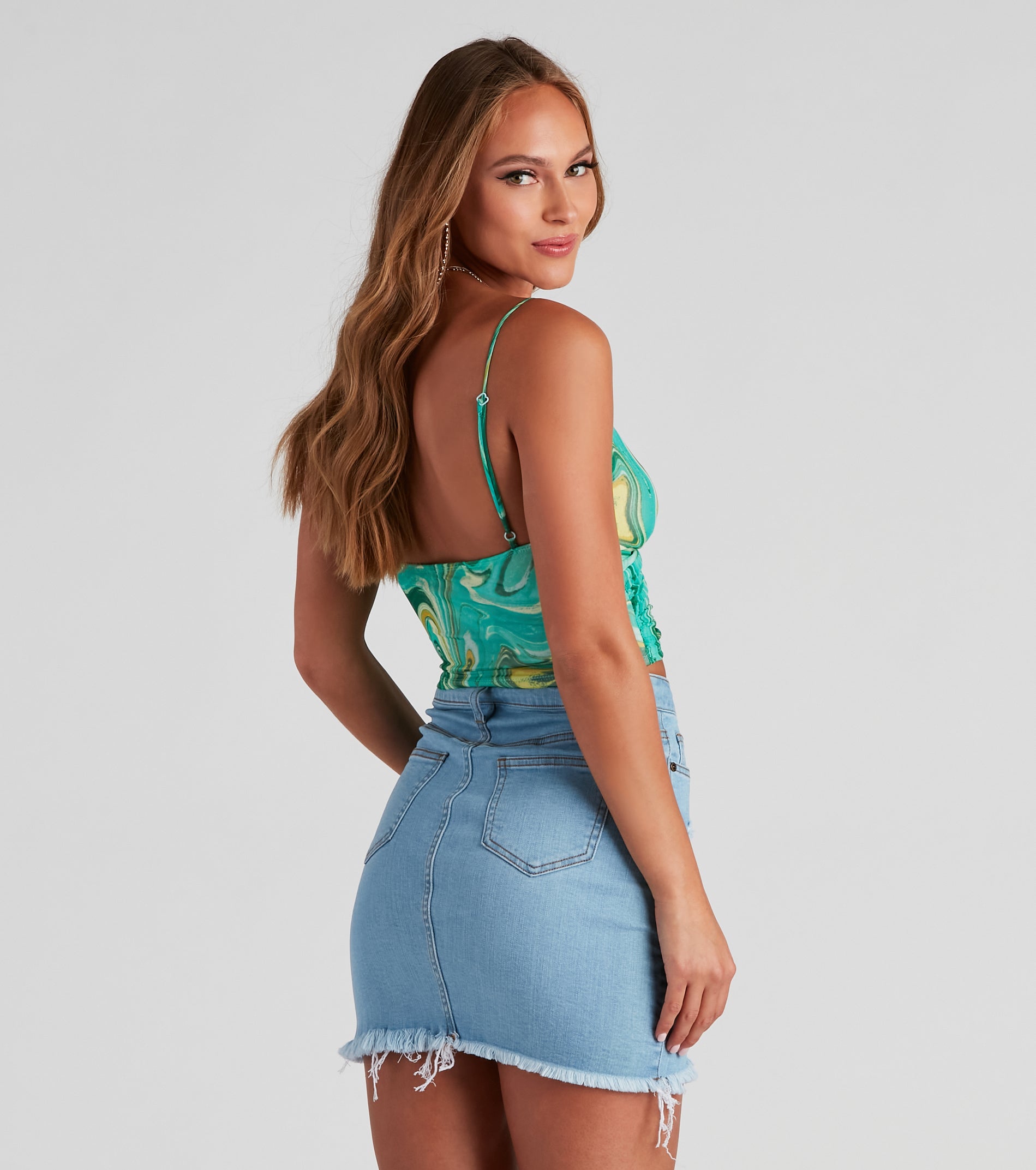 Sixties Queen Swirl Mesh Crop Top - Image 2