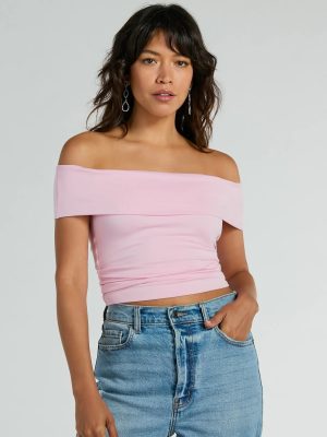 Spotted In Town Off-The-Shoulder Crop Top