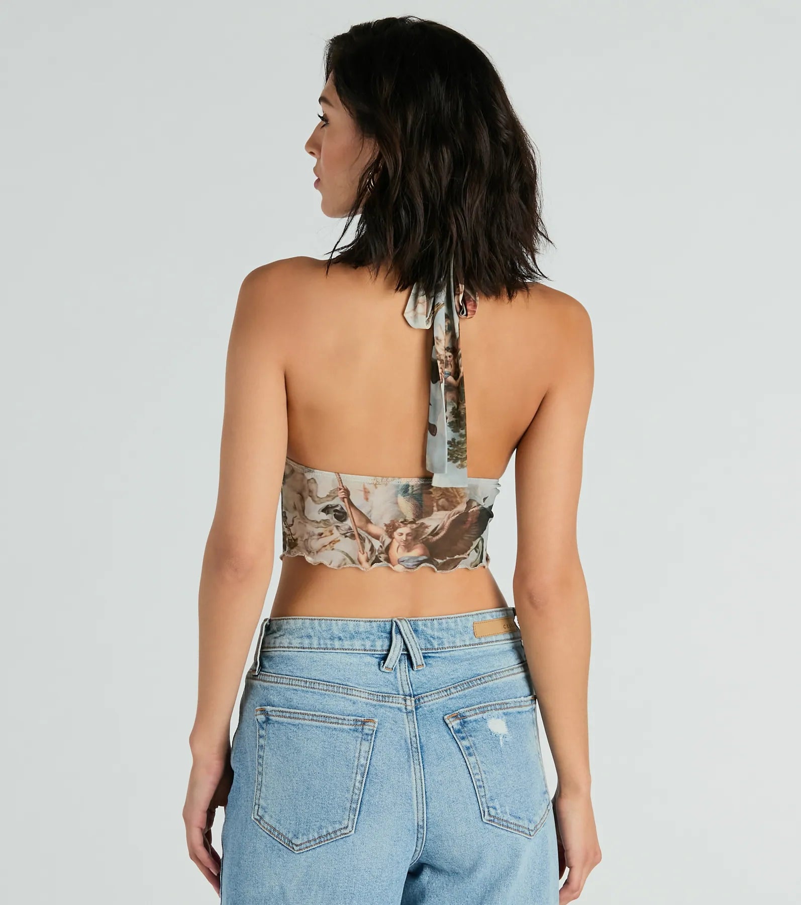 Catch Your Eye Art Print Halter Crop Top - Image 2