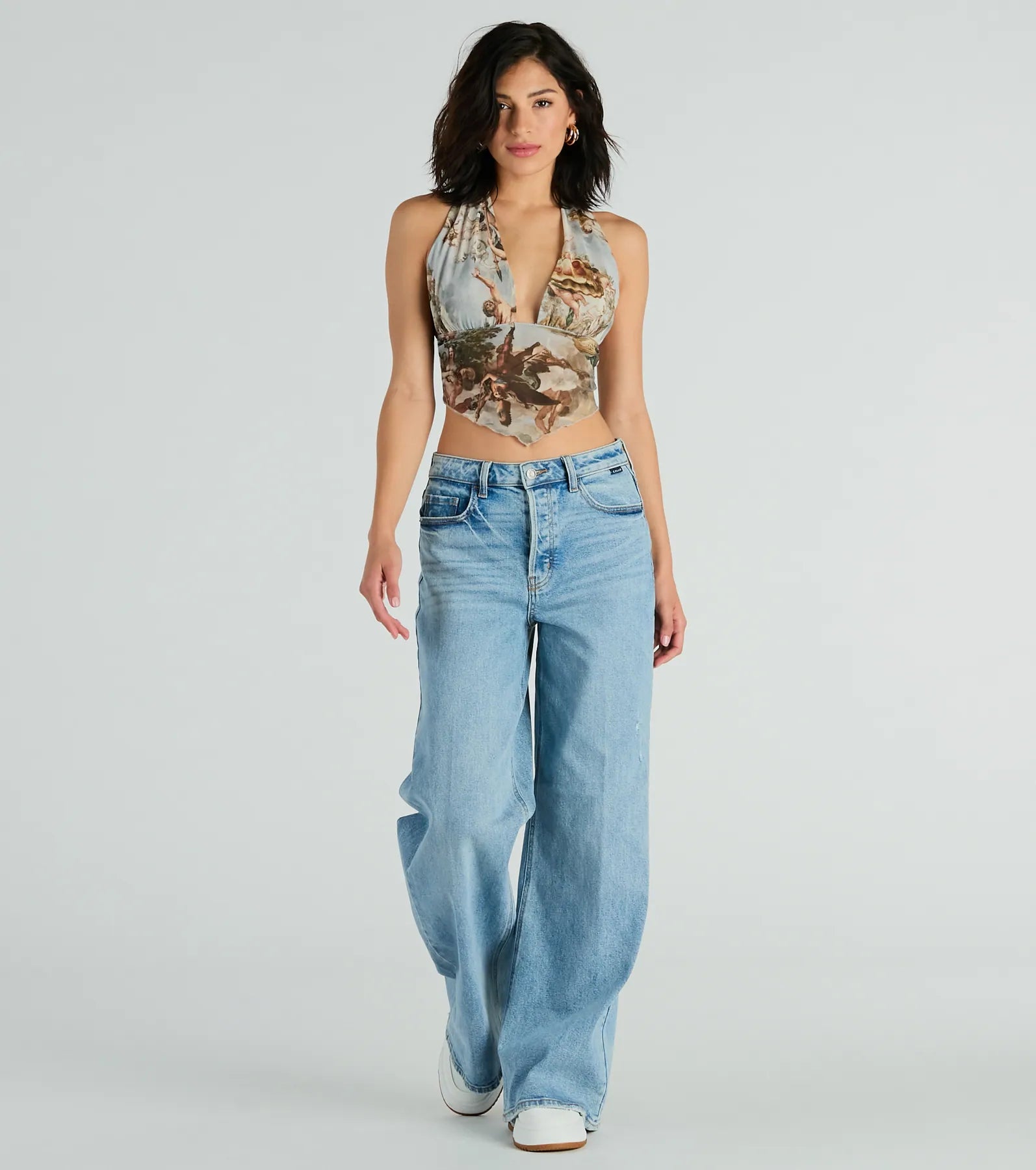 Catch Your Eye Art Print Halter Crop Top - Image 3