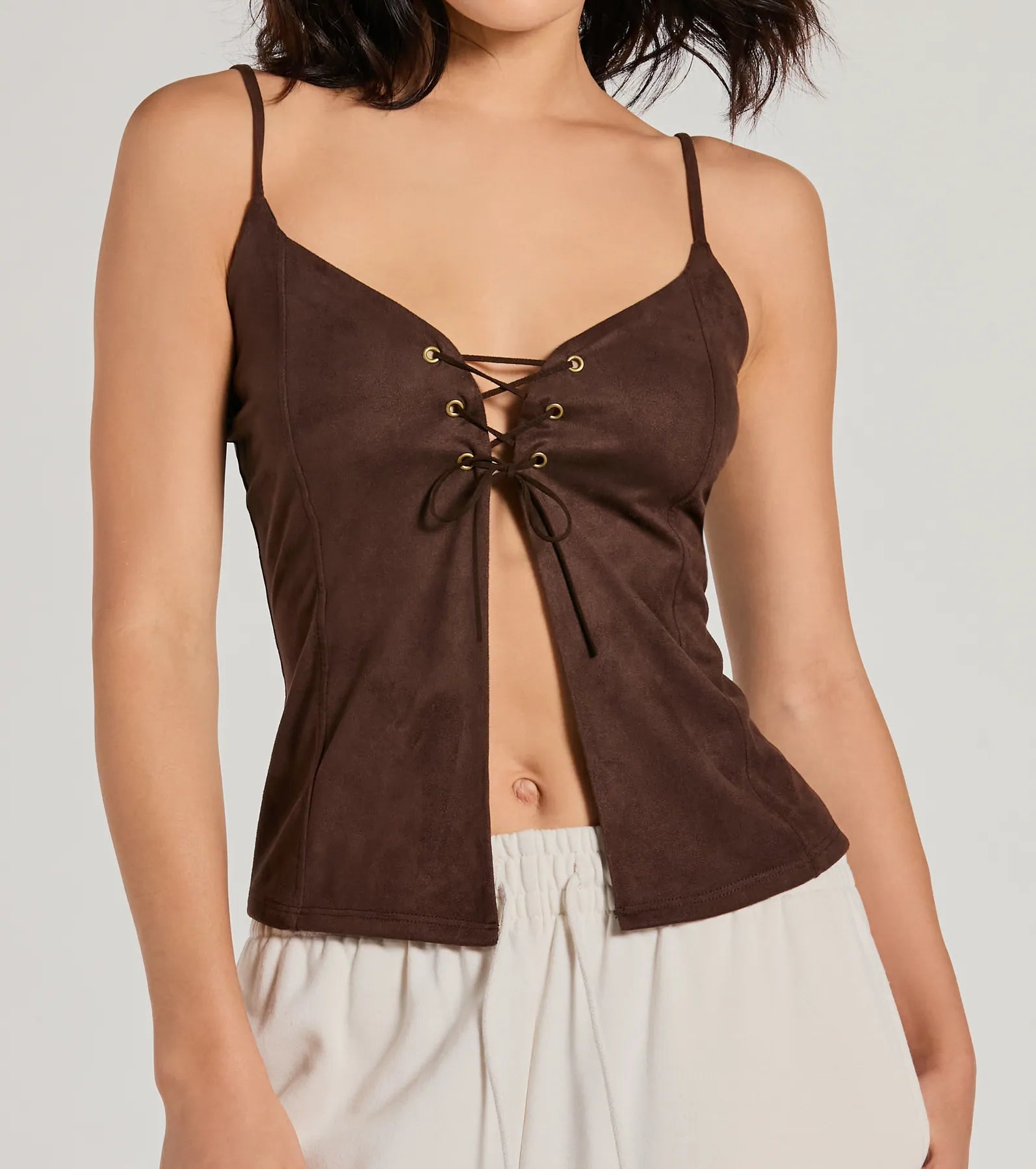 Treasured Trend Lace-Up Slit Crop Tank Top - Image 4