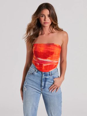 Constant Sensation Strapless Abstract Mesh Bustier